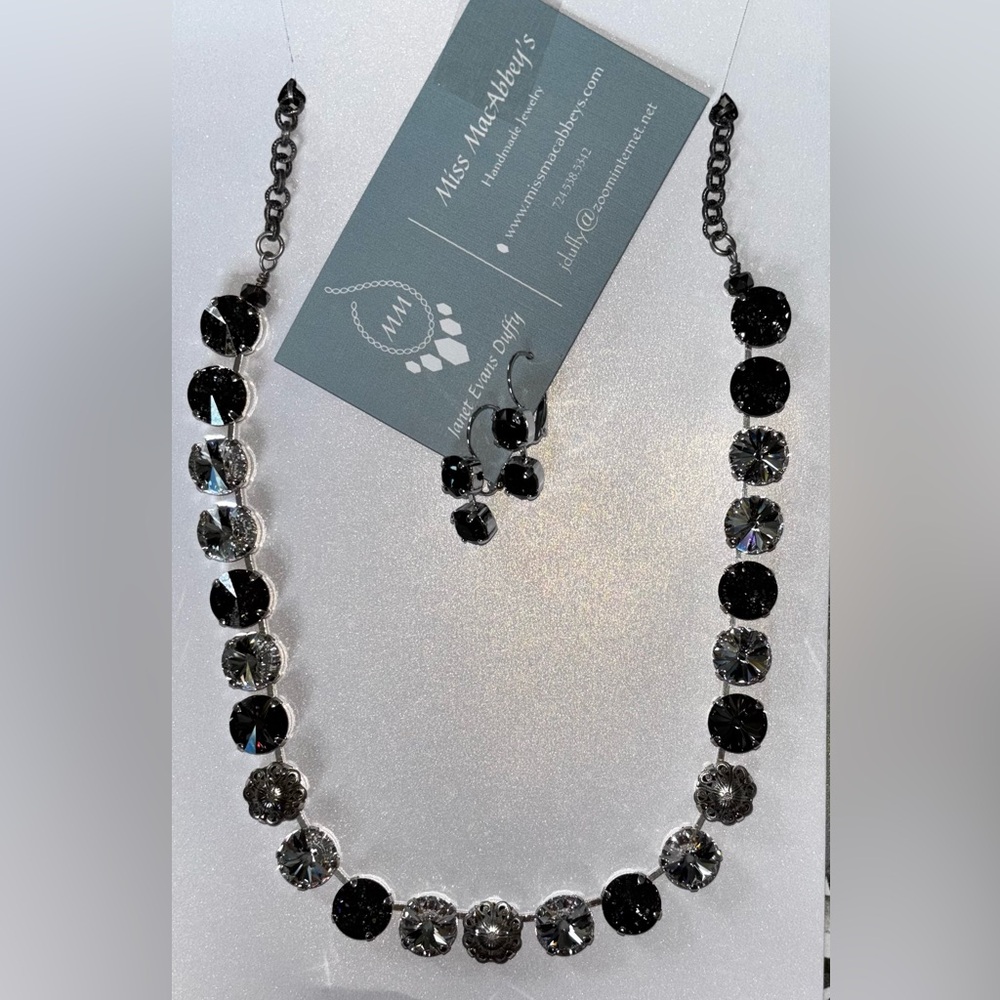 Elegant Black & Crystal Statement Set
